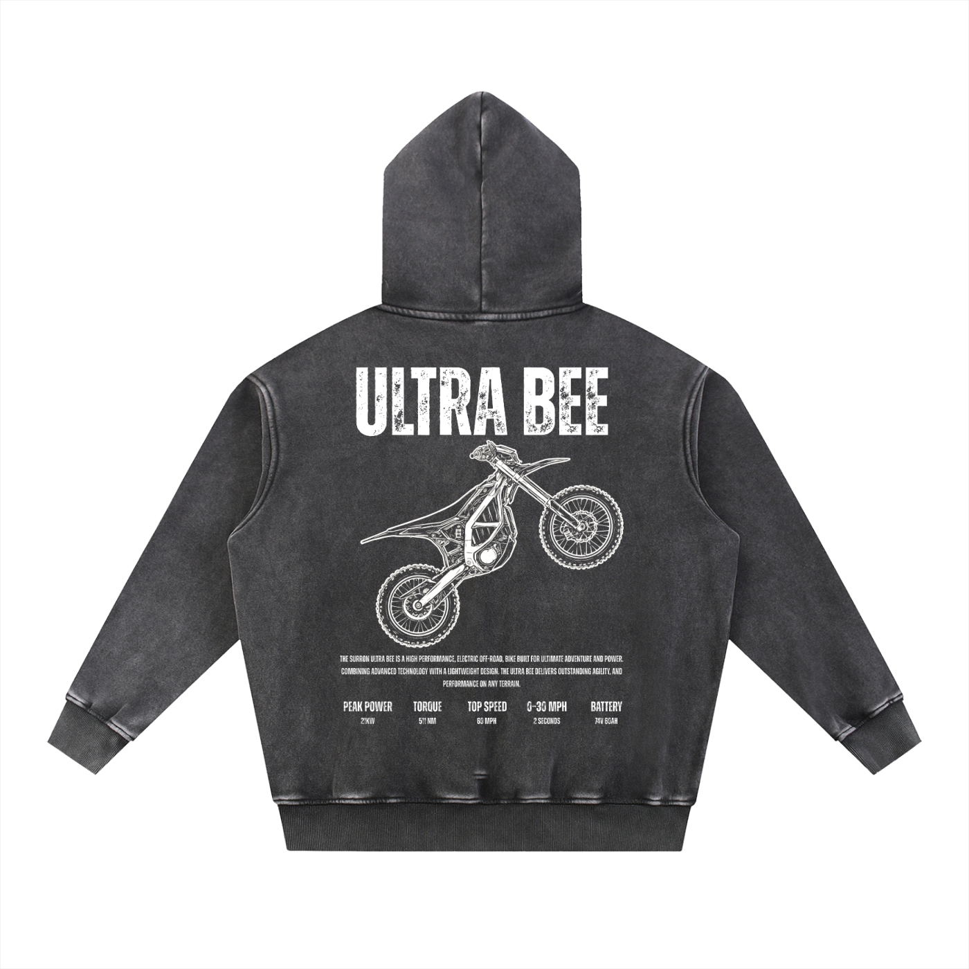 Snow Wash Fleece Oversize Hoodie Ultra Bee